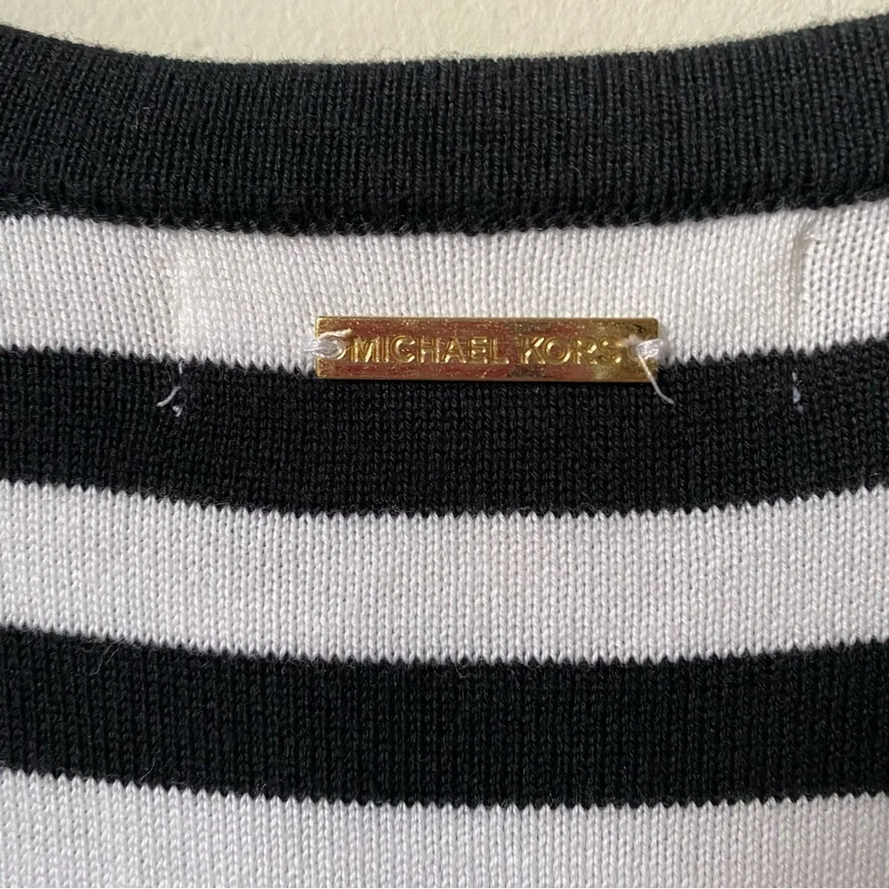 Michael Kors Black & White Striped Mini Dress Size S